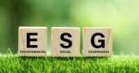 Wooden blocks with the letters ESG written on them
